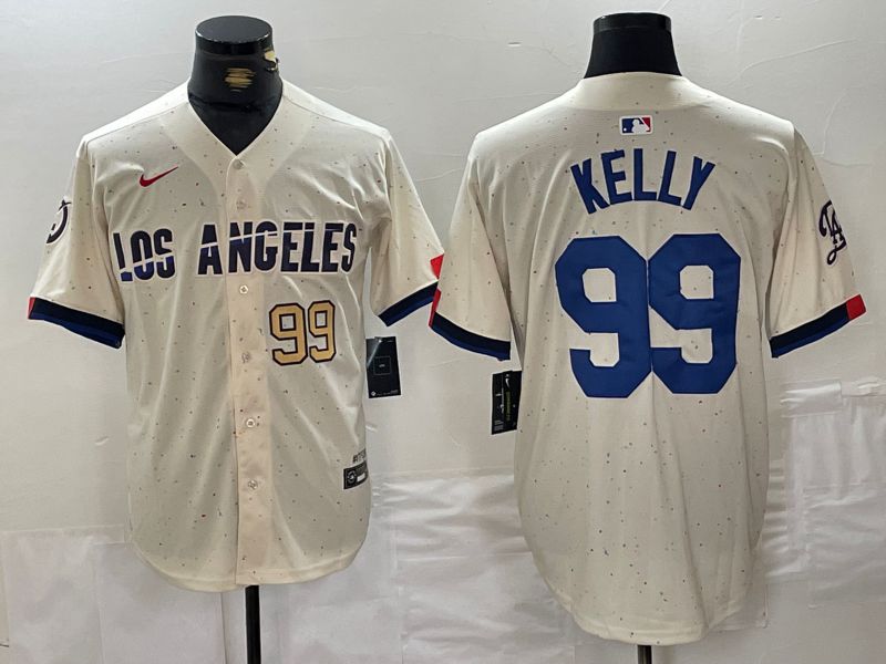 Men Los Angeles Dodgers #99 Kelly Cream Fashion Nike Game MLB Jersey style 4->los angeles dodgers->MLB Jersey